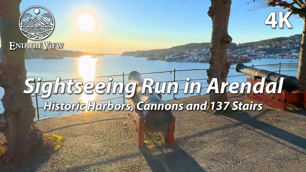 Virtual Sightseeing Run in Arendal: Historic Harbors, Cannons, and 137 Stairs to Høyveien!🏃‍♂️