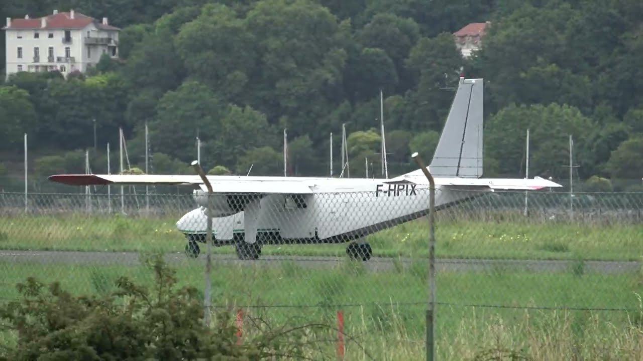 Britten-Norman Islander -PixAir Survey- (F-HPIX) despegue pista 22 San Sebasti&aacute;n (01/07/2023)