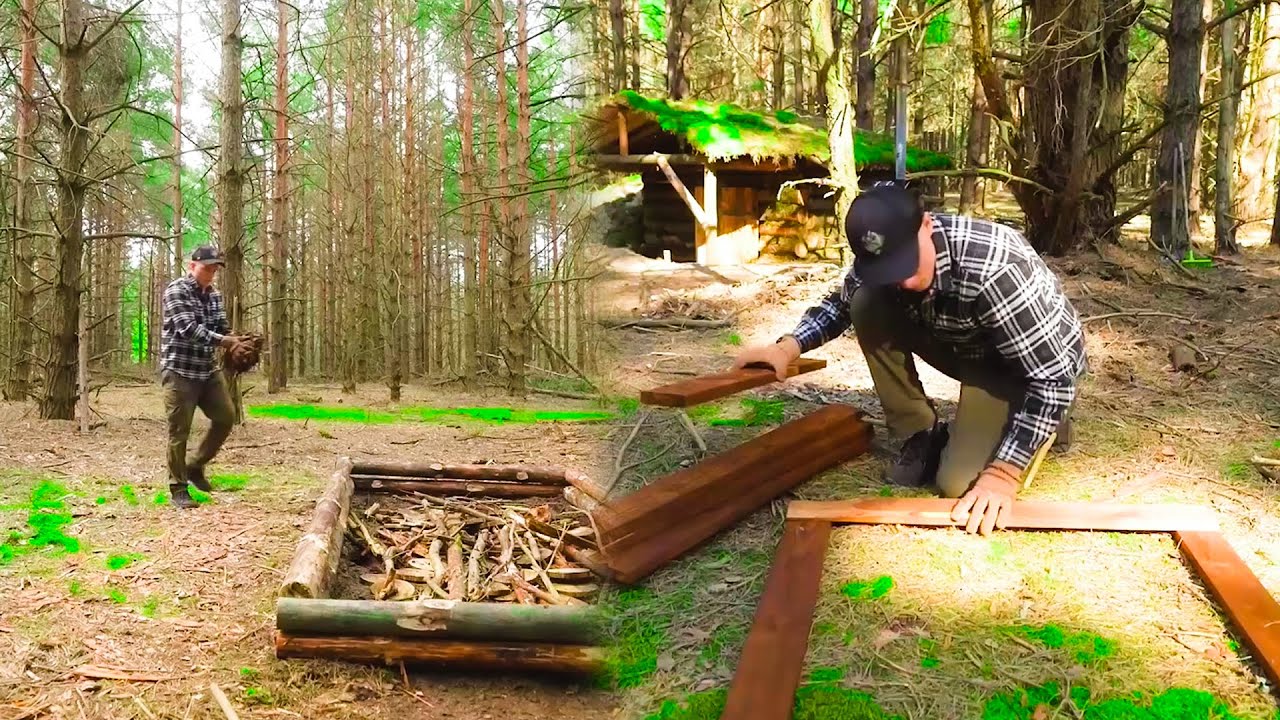 Build a log cottage rated a warm raised bed prepared planks for the new lodge