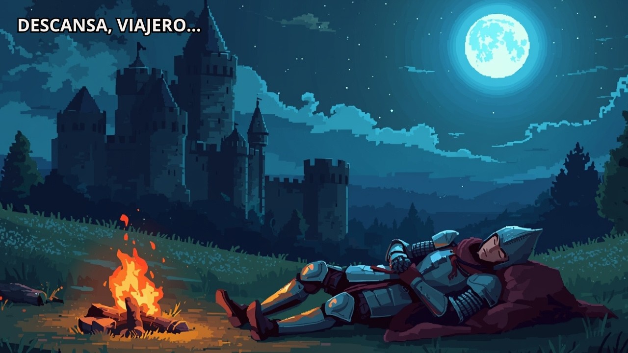 Descansa, Viajero… El Castillo Vigila Tu Sueño Bajo la Luna Llena 🏰🌕🔥