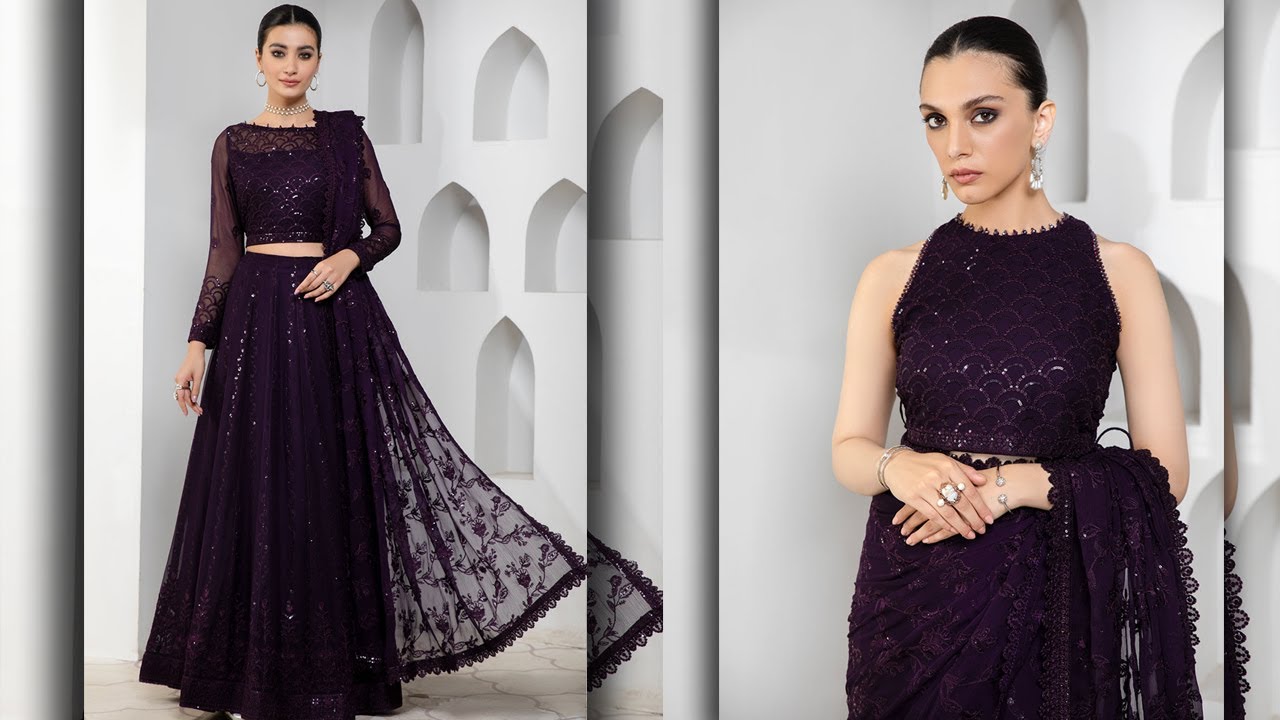 Pareesia By zarif New Luxury Formal Collection 2022 | Code Dark Orchid