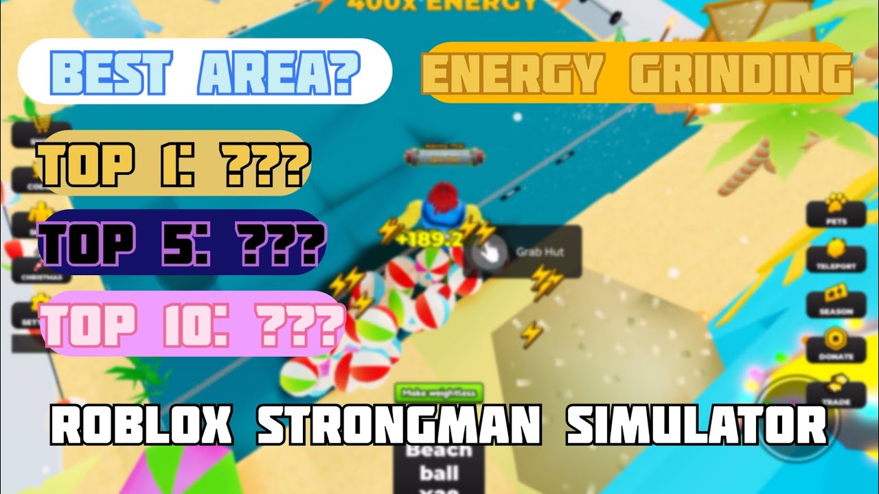 Top 10 Best Areas To Grind For Energy In Roblox Strongman Simulator! #strongmansimulator #roblox