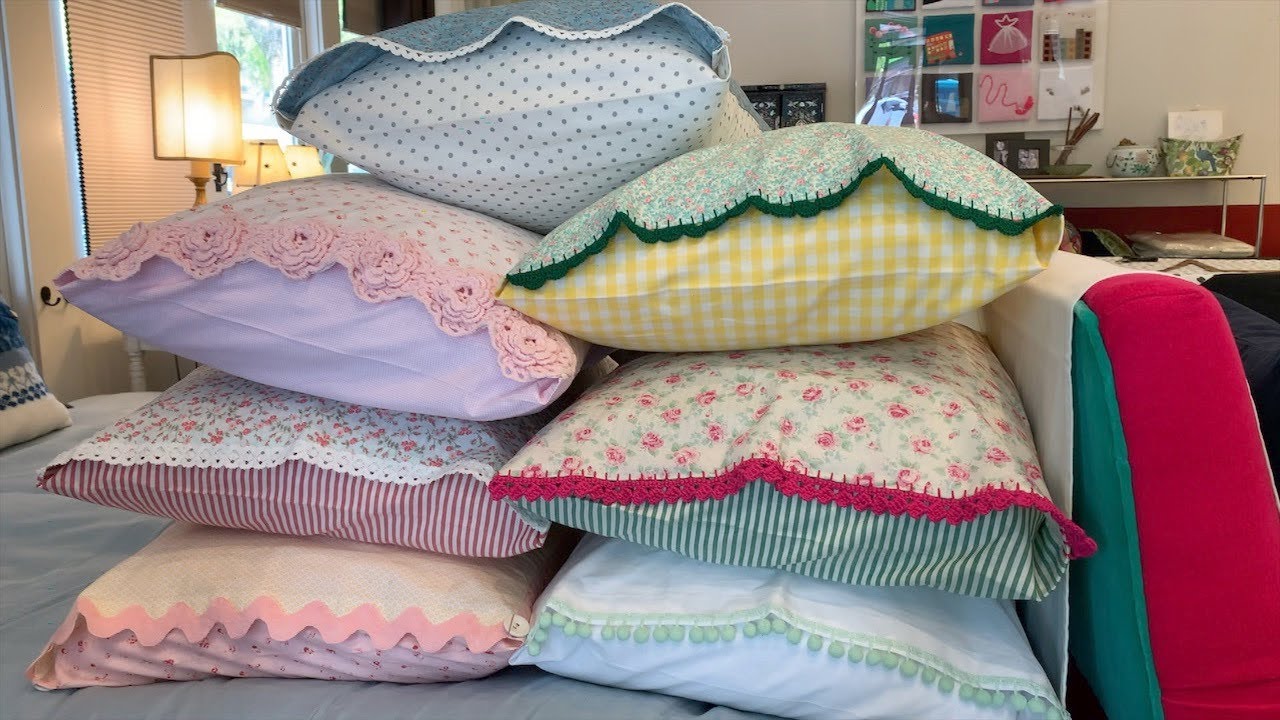 간단한 지퍼없는 베개커버 만들기/색감예쁜 여밈베개 커버 만들기/침실 인테리어(DIY Pillow cover)