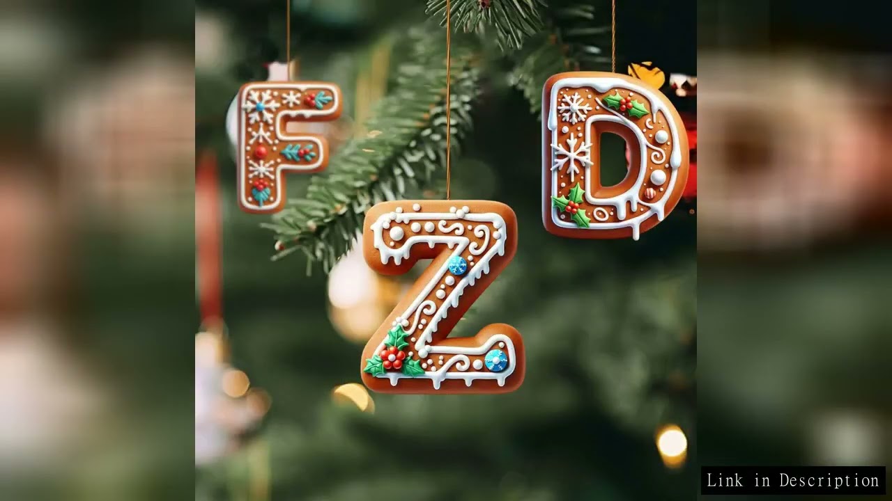 2D Acrylic Letters Hanging 26 Pcs Set Gingerbread Style Detail Festive Holiday Christmas Tree Hangin