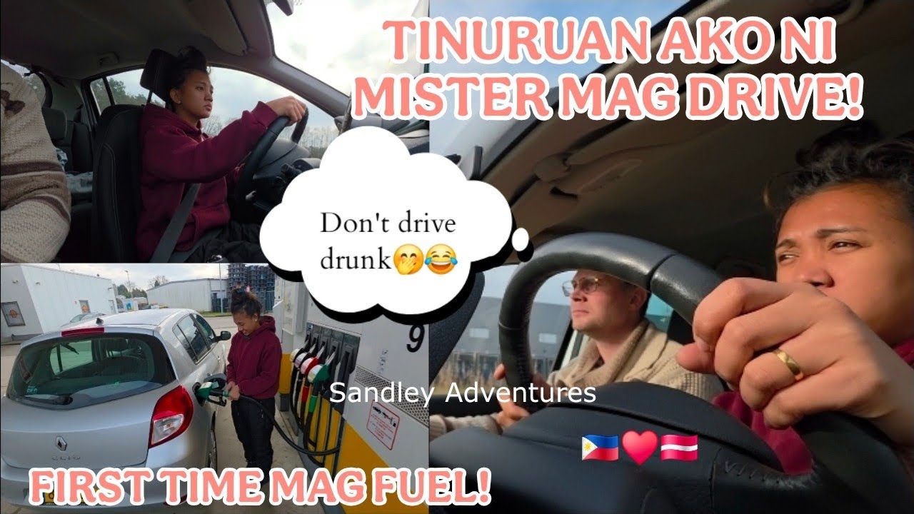 МУЖЧИНА НАУЧИЛ МЕНЯ ВОДИТЬ! ПЕРВАЯ ЗАПРАВКА | Pinaylatviancouple