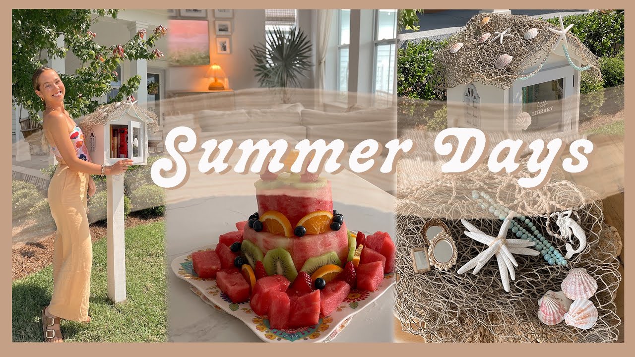 CELEBRATING SUMMER | little library makeover, watermelon cake, night swim, & rainy days!