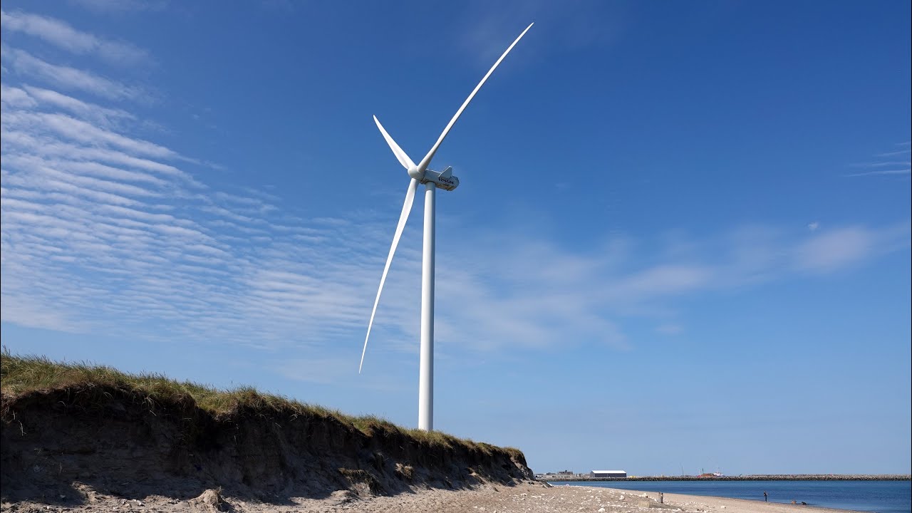 Hanstholm wind farm - Vestas V126 at the beach