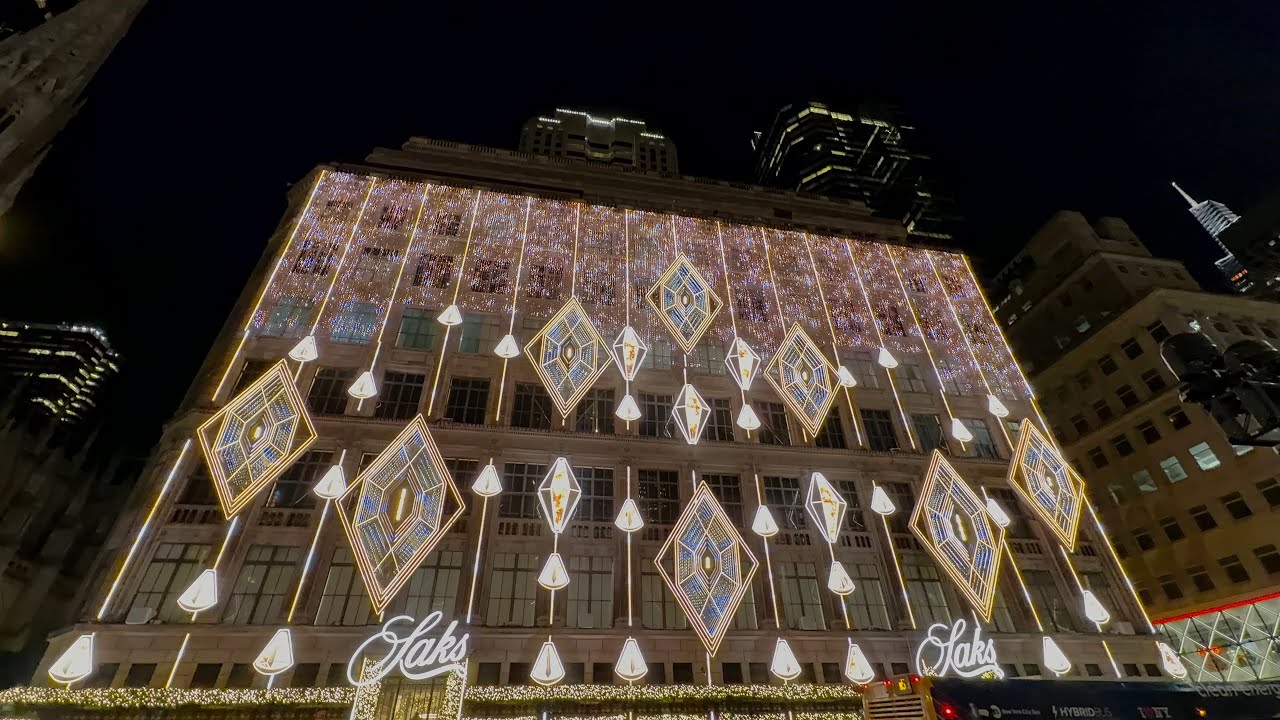 New Saks Fifth Avenue Holiday Light Show 2025 in 4K | New York City Christmas
