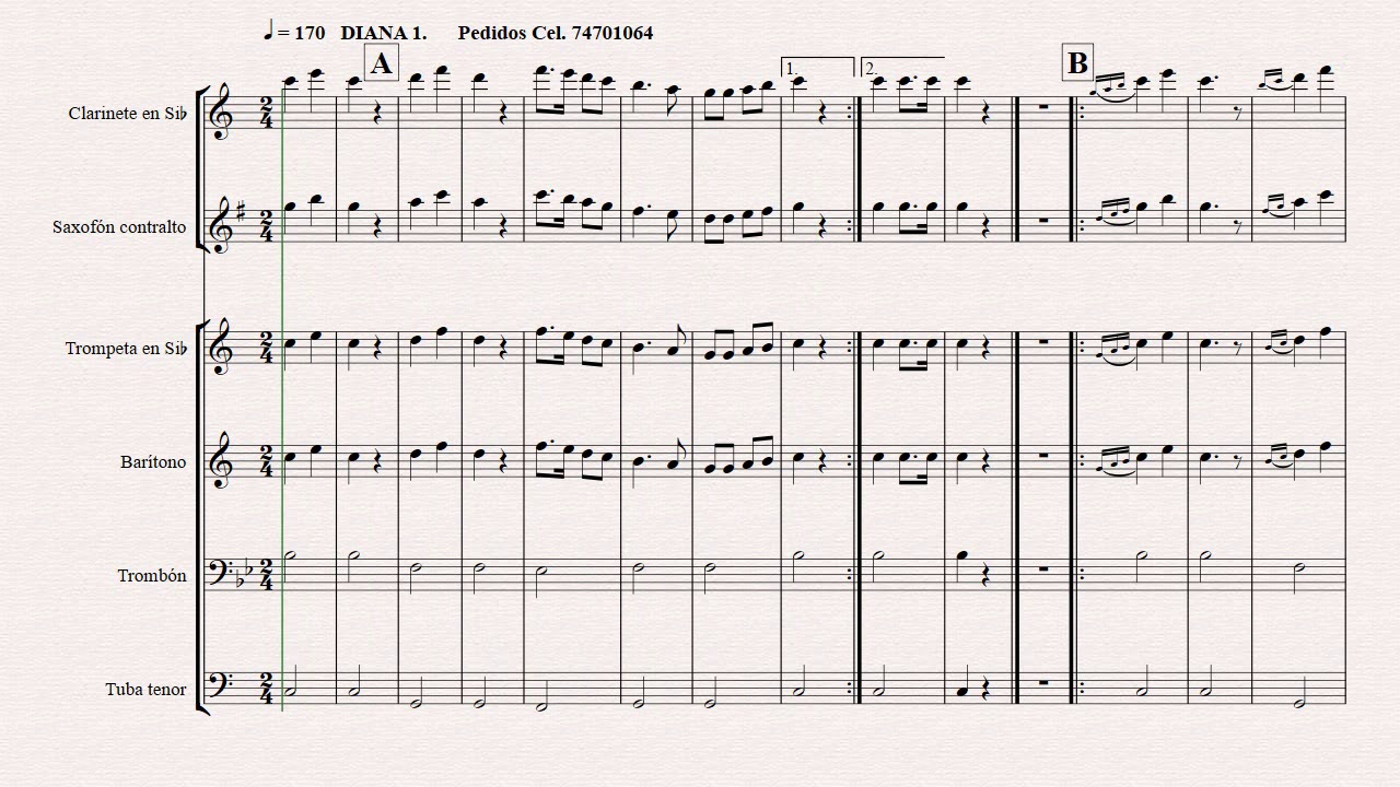 Mix 12 Dianas de Bolivia partitura