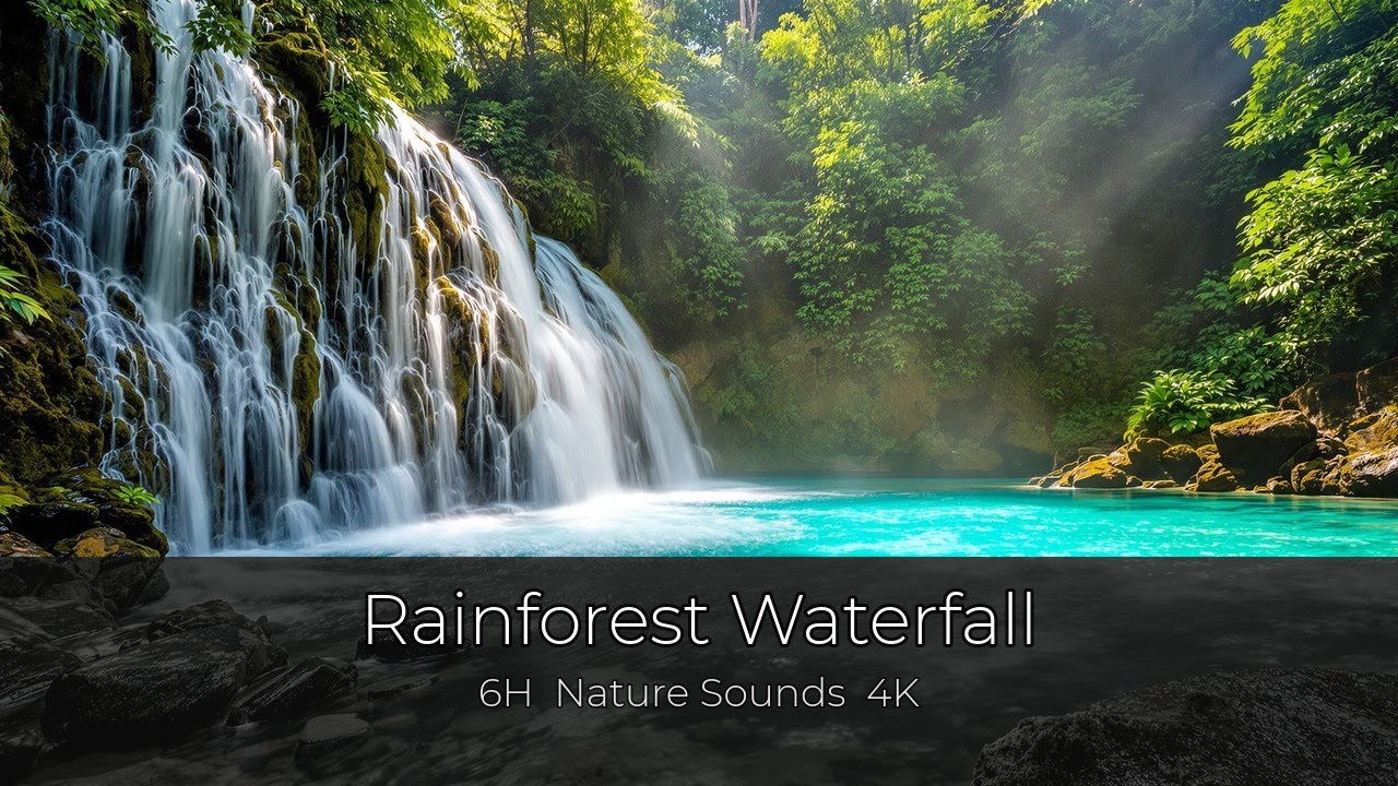 Rainforest Waterfall Ambience | 6 Hours | Nature Sounds for Sleep, Study & Relaxation