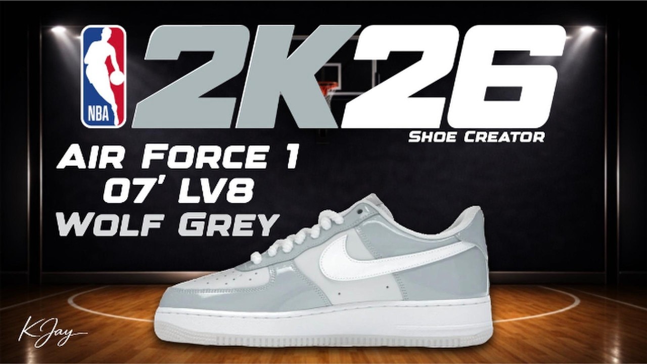 NBA 2K26 Shoe Creator - How to make Nike Air Force 1 07' LV8 Low 'Wolf Grey'