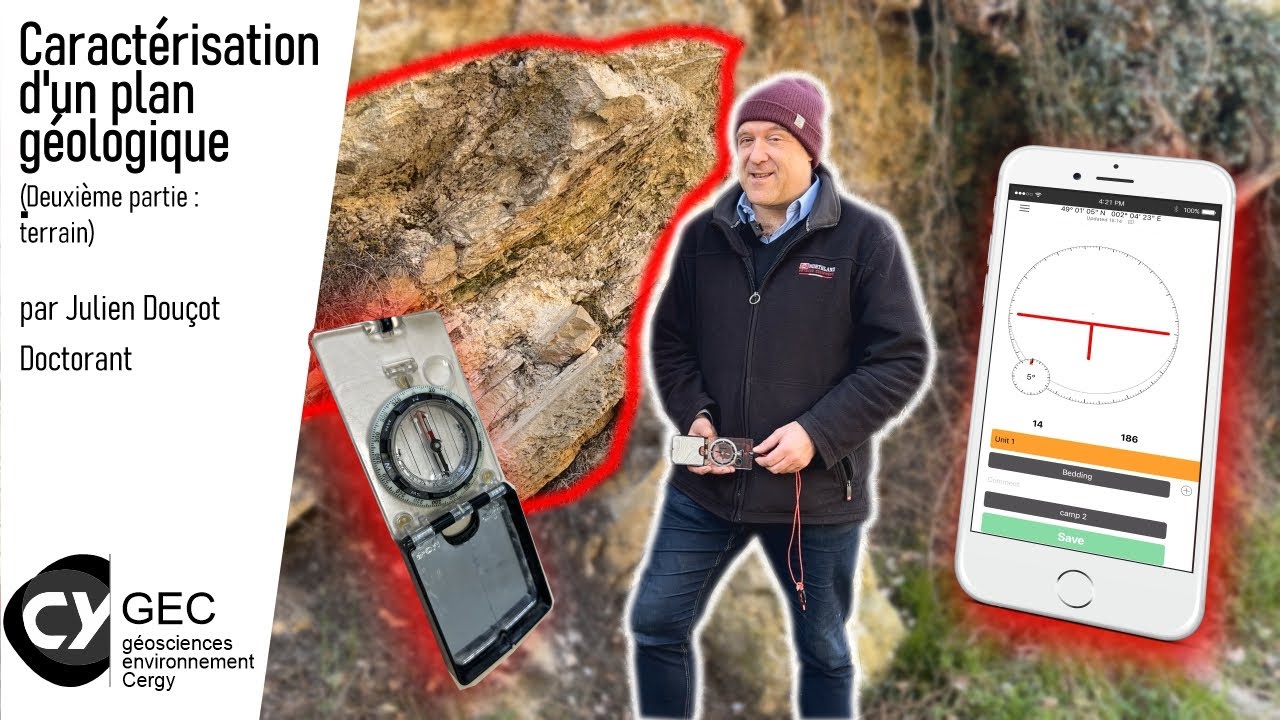 Mesure du pendage d'un plan géologique (Partie 2 : terrain)