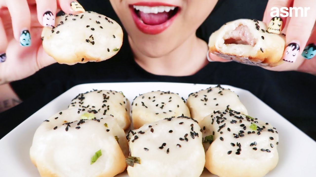 ASMR - Pan Fried Pork Soup Buns (Sheng Jian Bao) | Eating Sounds | Mukbang 먹방 | No Whisper