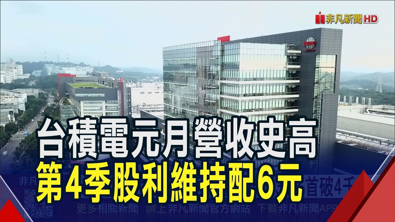 台積電最強單月 元月營收年增36%首破4千億  台積電營收2位數雙升 買盤拉升飆1880天價!｜非凡財經新聞｜20260210