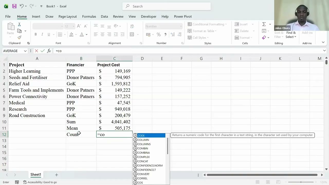 Excel for Beginners: Basic Excel Functions: Learn Excel from scratch