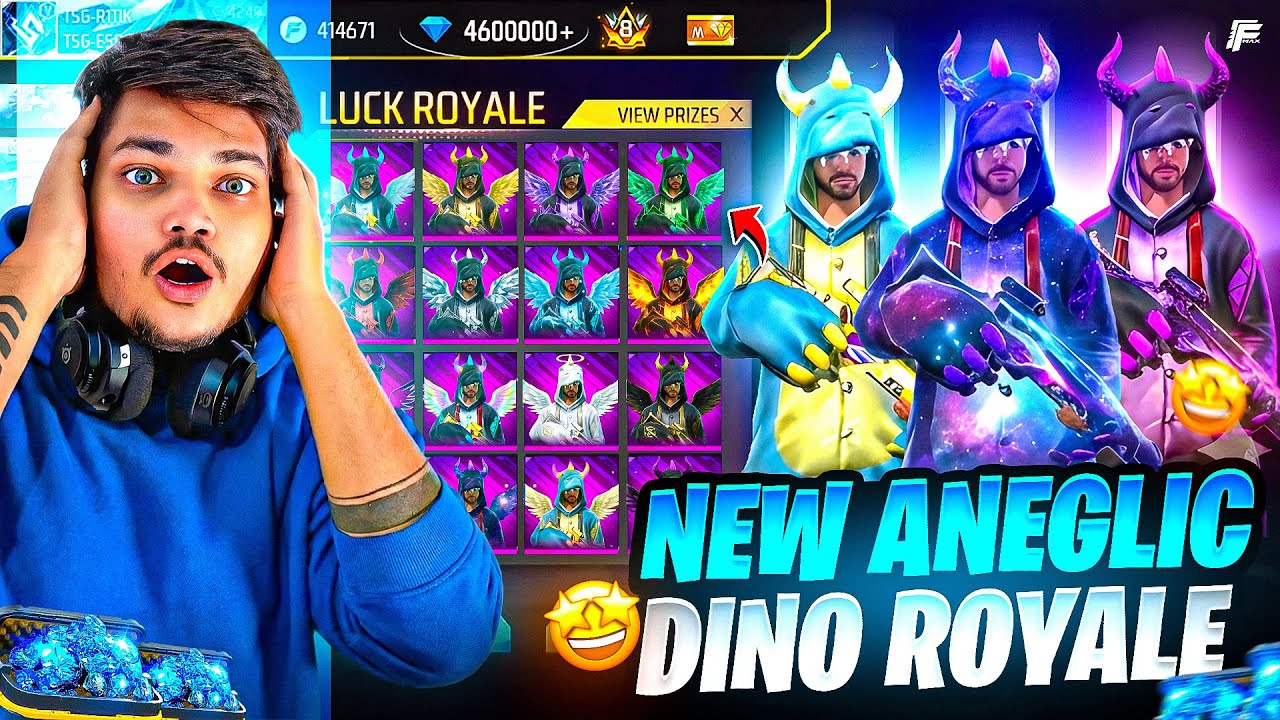 Free Fire New Angelic And Dino Royale Wasting 12.000 Diamonds In Luck Royale😂 -Garena Free Fire