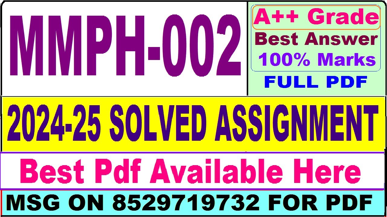 MMPH 002 solved assignment 2024-25 || mmph 002 solved assignment 2025 || ignou MBA mmph2 2025