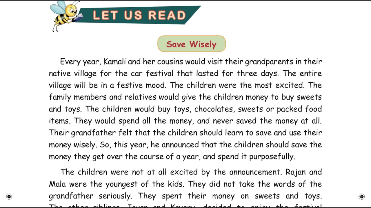 SAVE WISELY  - UNIT 2  - TERM 2  - ENGLISH - 4TH  STANDARD