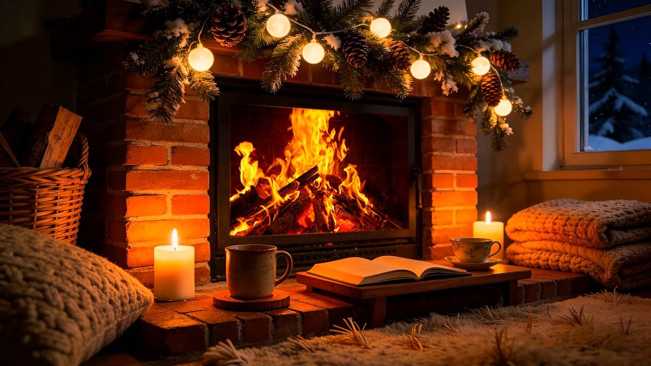 Warm Winter Fireplace Ambience ❄️ Cozy ASMR | Crackling Fire & Calm Night Sounds