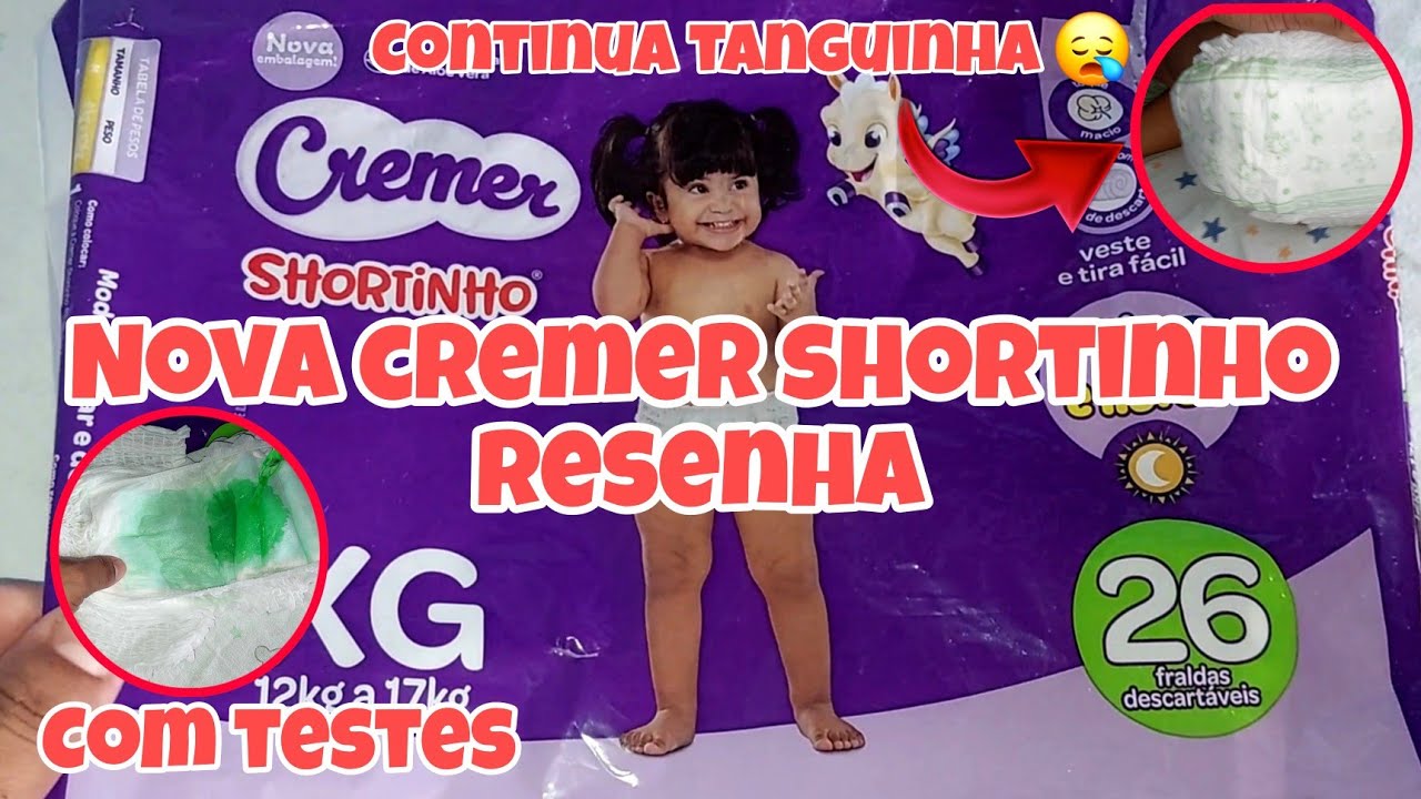 NOVA FRALDA CREMER SHORTINHO 🥰 RESENHA COMPLETA COM TESTES ❤️ SUELEN OLIVEIRA