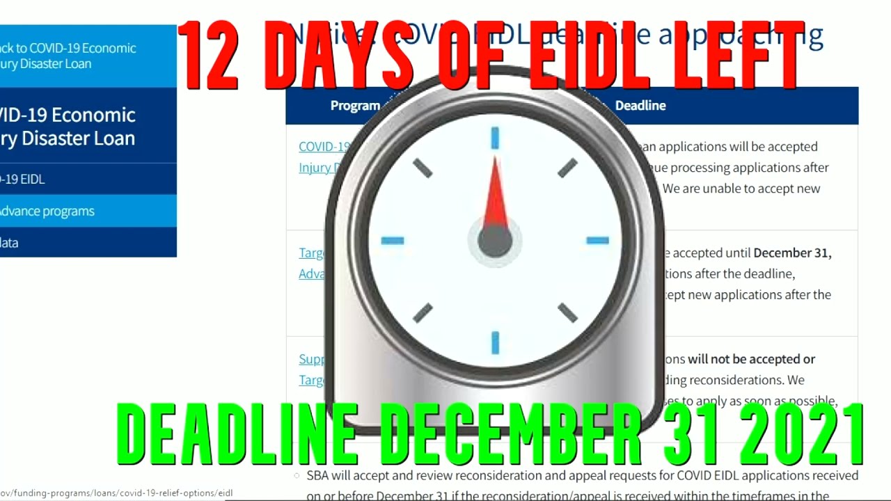 🎁12 Days of EIDL Left 💲10000 Targeted 💲5000 Supplemental Advance Apply Today December 31 Deadline