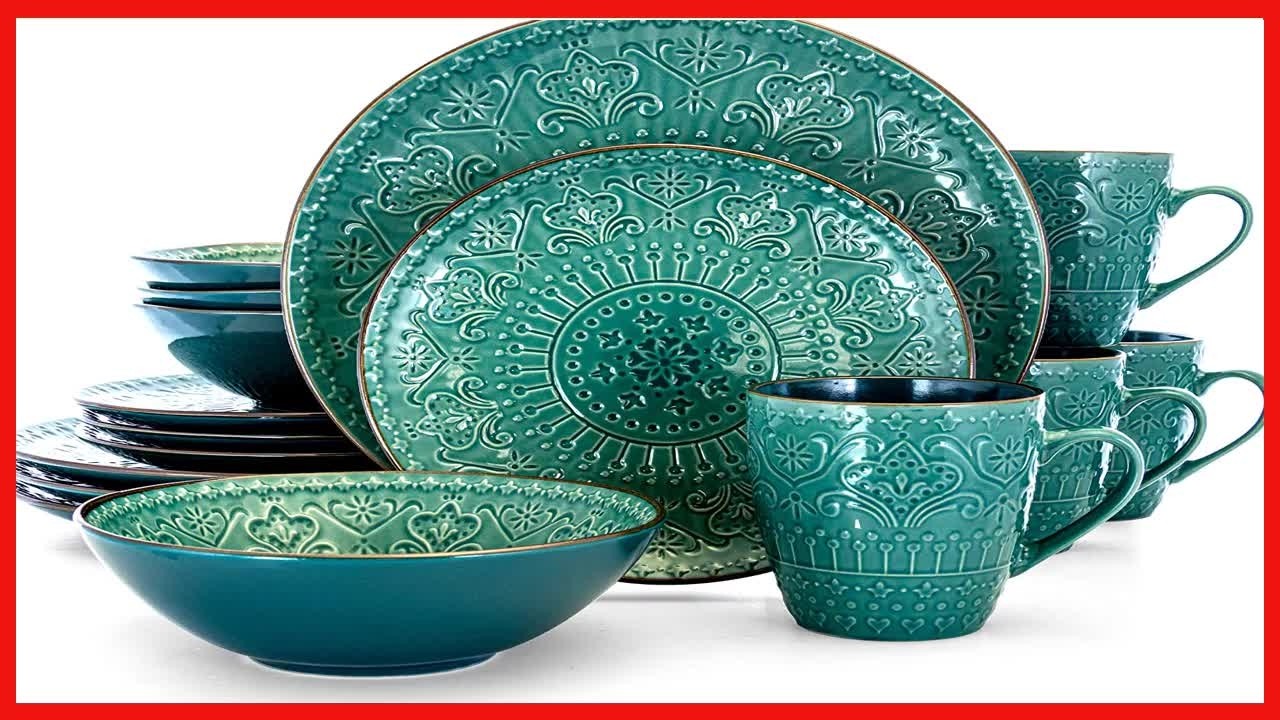 Elevate Your Dining Experience with the Elama Sea Foam Mosaic 16-Piece Stoneware Set