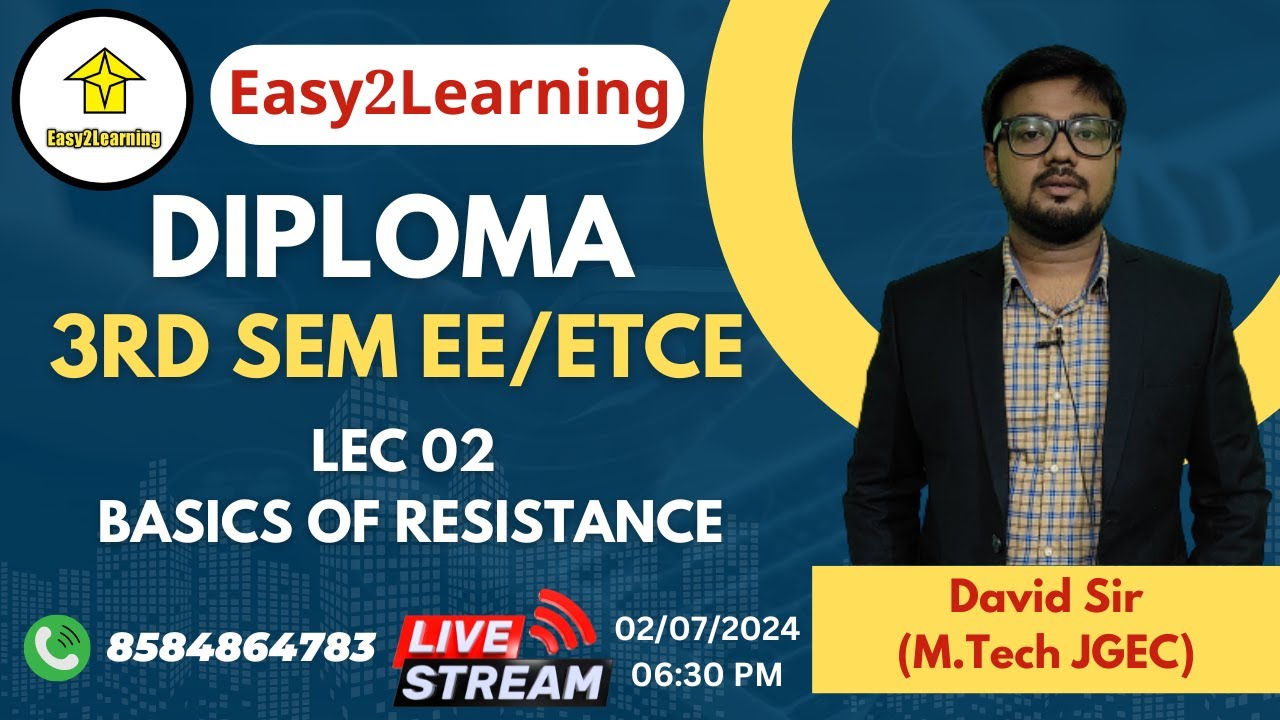 Diploma 3rd Sem EE/ETCE | Basics of Resistance Lec 02  | By Easy2Learning/David Das