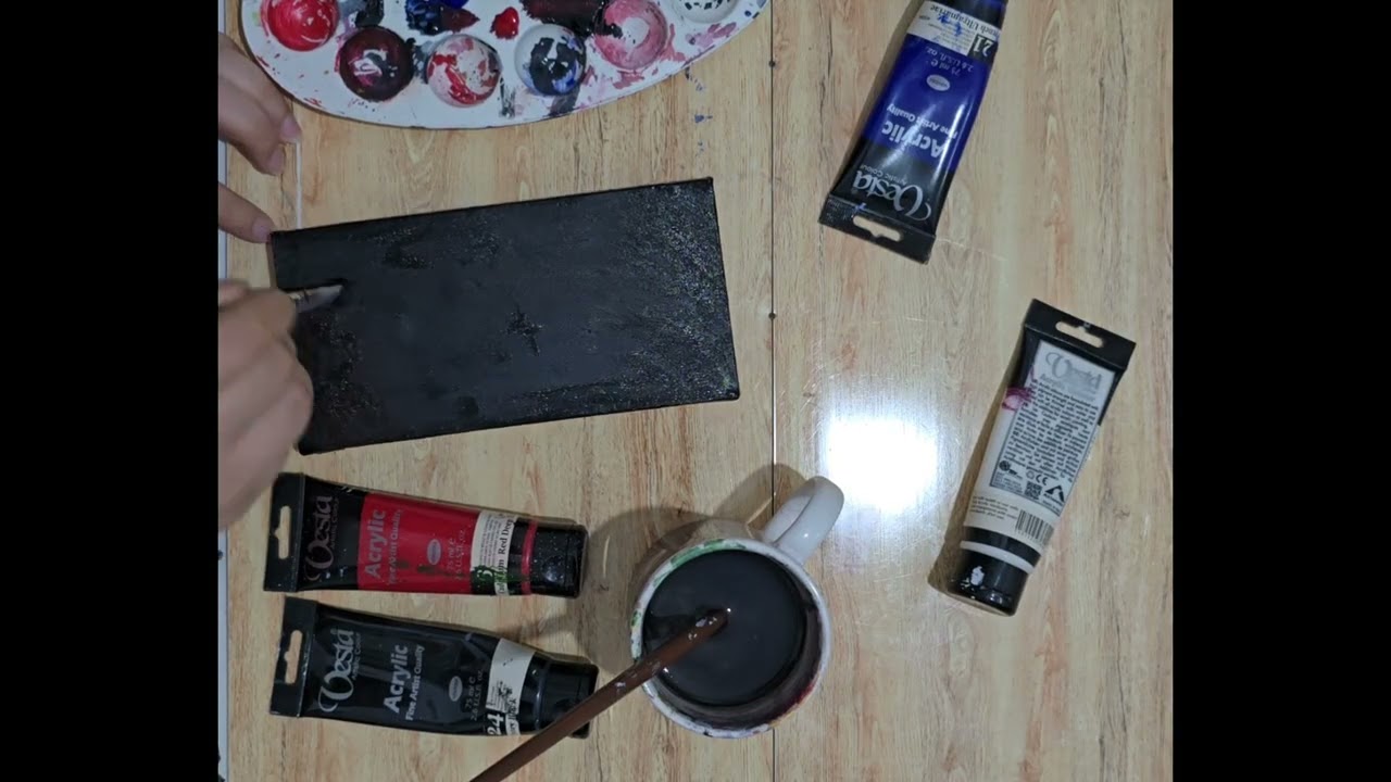 Painting an acrylic galaxy with my friend 🌌🪄