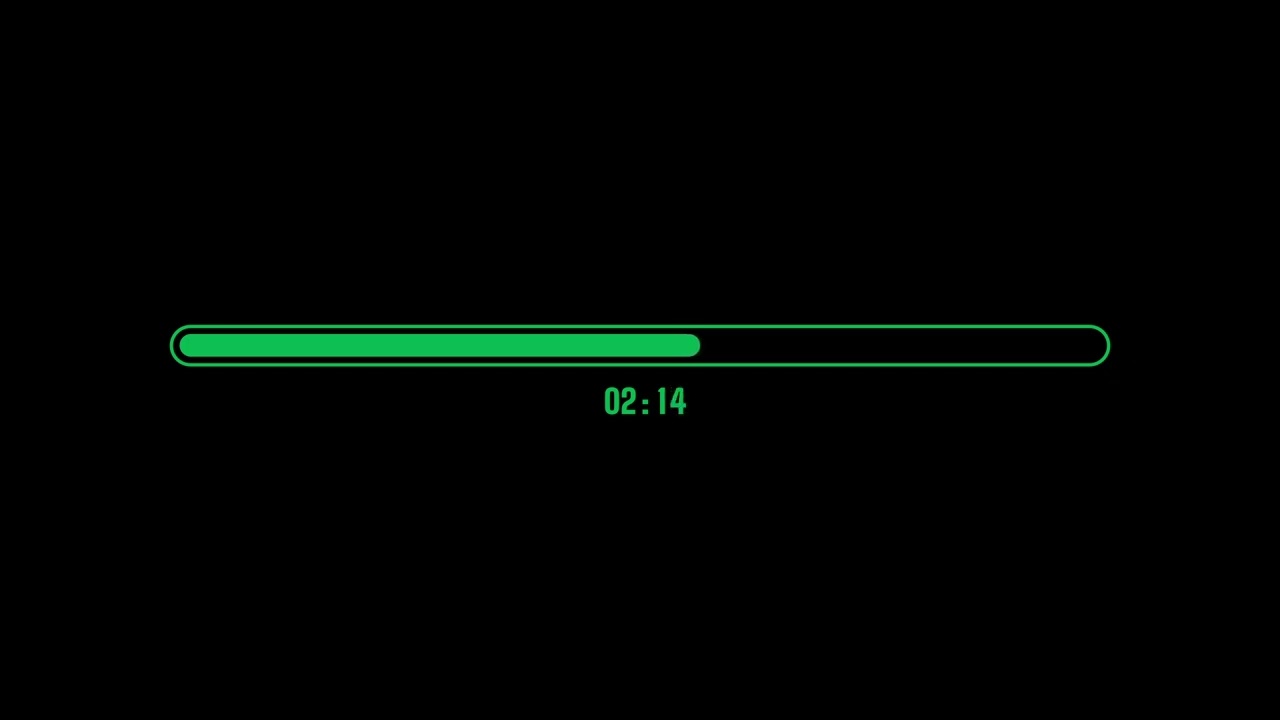 5-Minute Green Round Progress Bar Countdown Black Screen, 100% Copyright Free