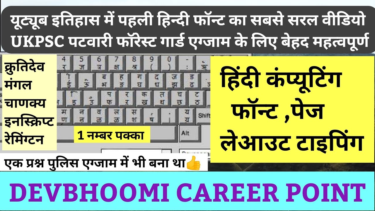 UKPSC एग्जाम के लिए हिन्दी का एक महत्वपूर्ण टॉपिक हिंदी कंप्यूटिंग,पेज-लेआउट, टाइपिंग,हिन्दी-फॉन्ट