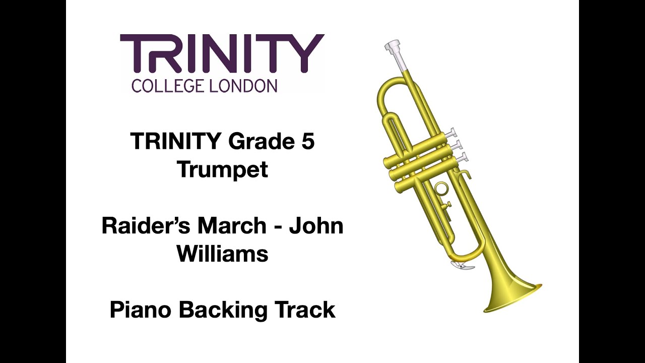 Trinity Grade 5 Trumpet - Raider's March Piano Backing Track (Slow Tempo)
