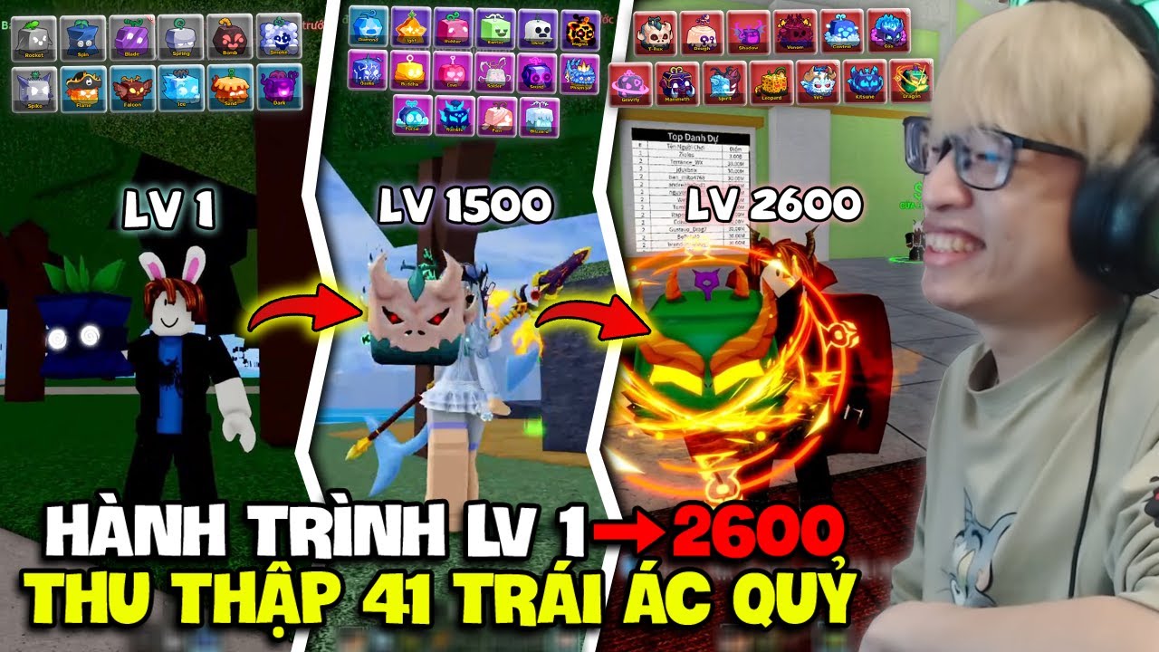 HÙNG AKIRA VÀ HÀNH TRÌNH LV 1 - 2600 THU THẬP TOÀN BỘ 41 TRÁI ÁC QUỶ TRONG BLOX FRUIT