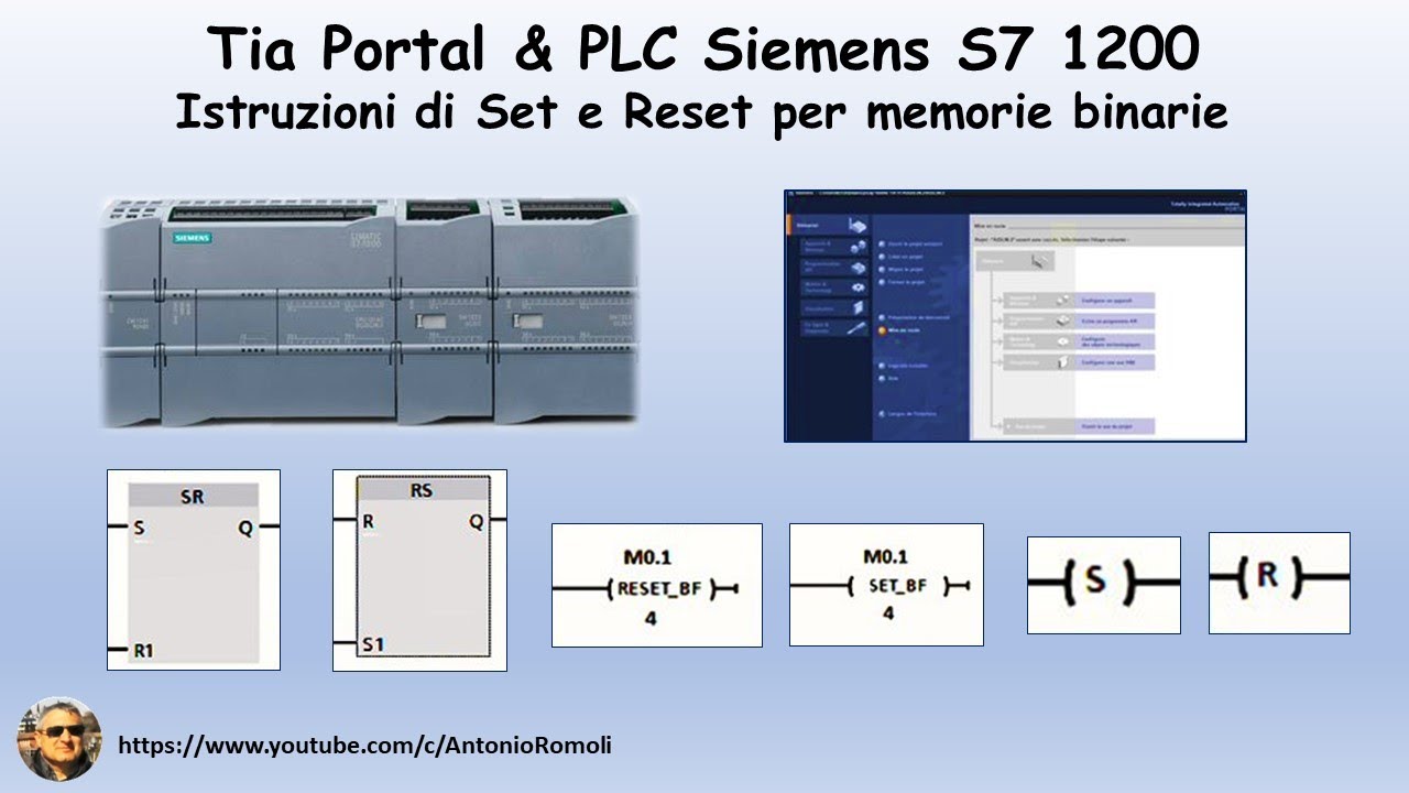 PLC Siemens S7 1200 - Programmare memoria a SET/RESET, blocchi RS E SR, SET_BF e RES_BF (Video 6)