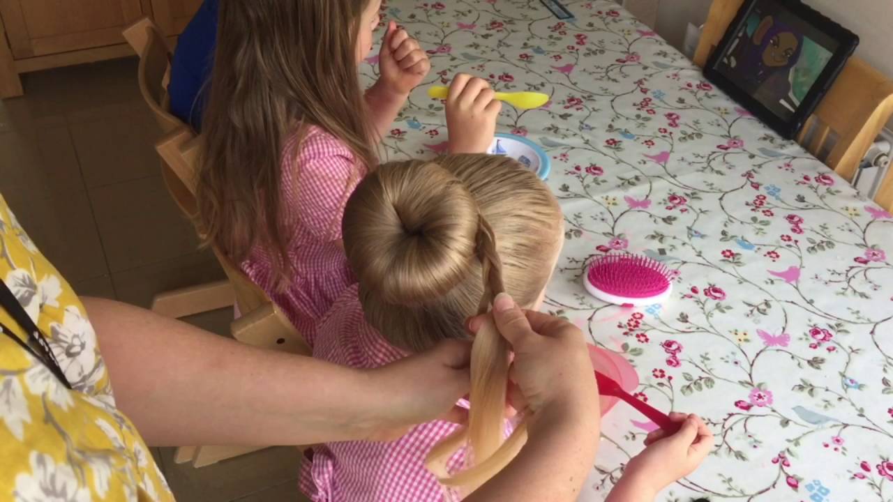 Easy braided bun tutorial by Two Little Girls Hairstyles