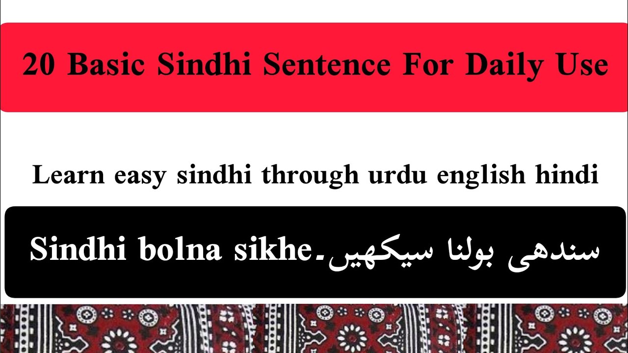 Basic Sindhi sentence for daily use|learn sindhi through urdu english hindi |vd17