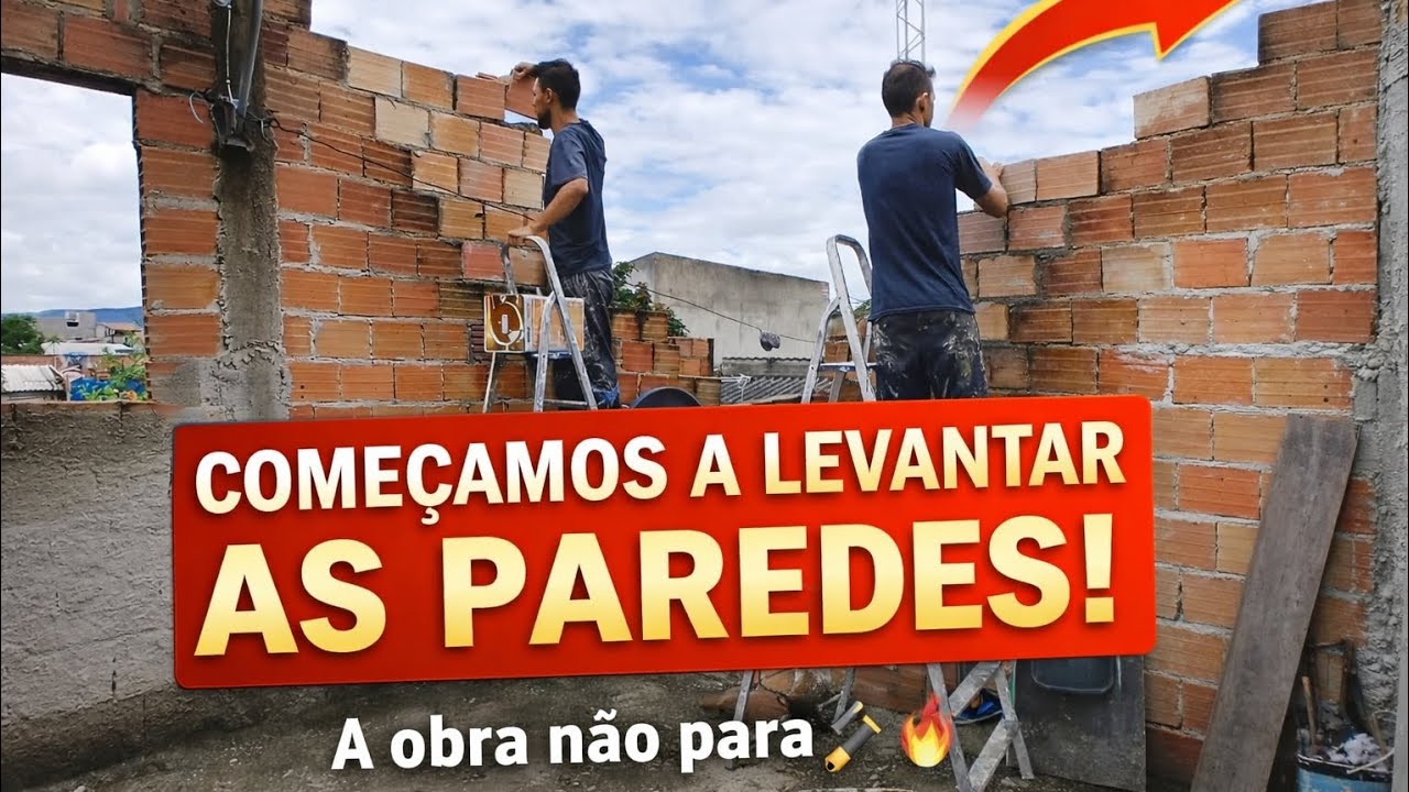 AGORA É REAL! Começamos a levantar as paredes da nossa casa 🧱✨