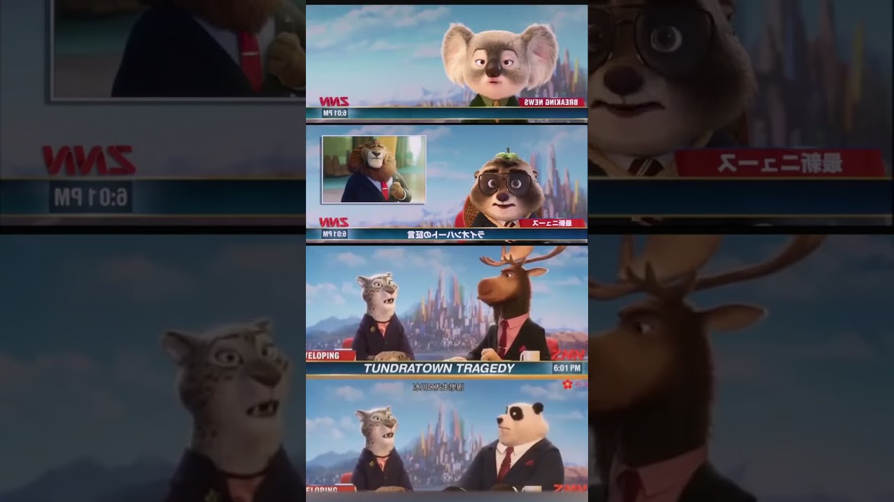 Zootopia, different news anchors 