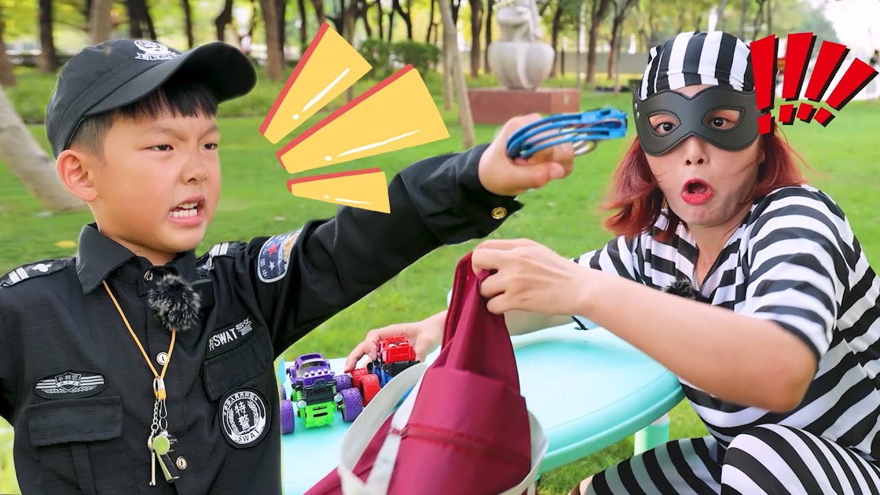 明明變身小警察！抓住偷車車的小偷！Good Habits/ Videos Complication/GIGI Kids/ Challenge Education Video for Child