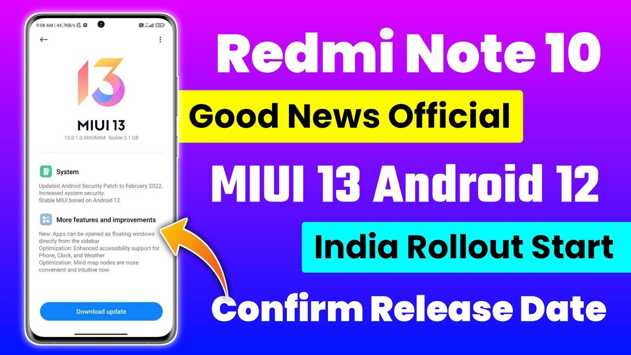 Redmi Note 10 MIUI 13 Android 12 Update India Rollout Officially Date And Time 🔥 Good News