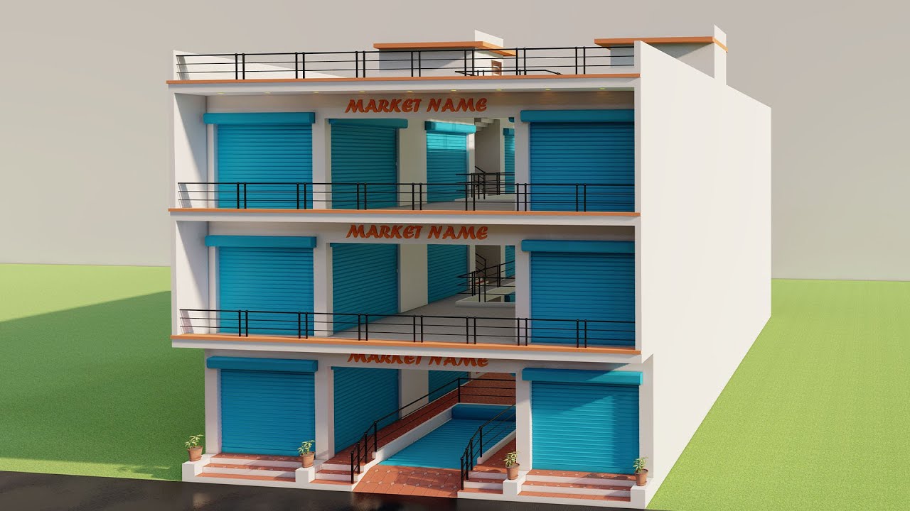 36 दुकानों का डिज़ाइन,MARKET के लिए सबसे अच्छा नक्शा ,3D 40x70 Shop Planing,Besment Shop Plan