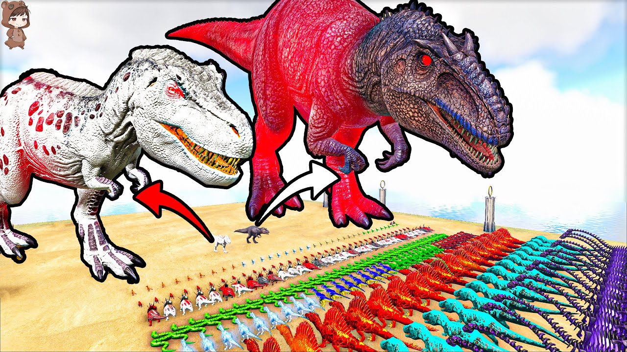 Prime Alpha Giga & Rex VS 100 Mod Dinos| ARK Mod Battle Ep.245