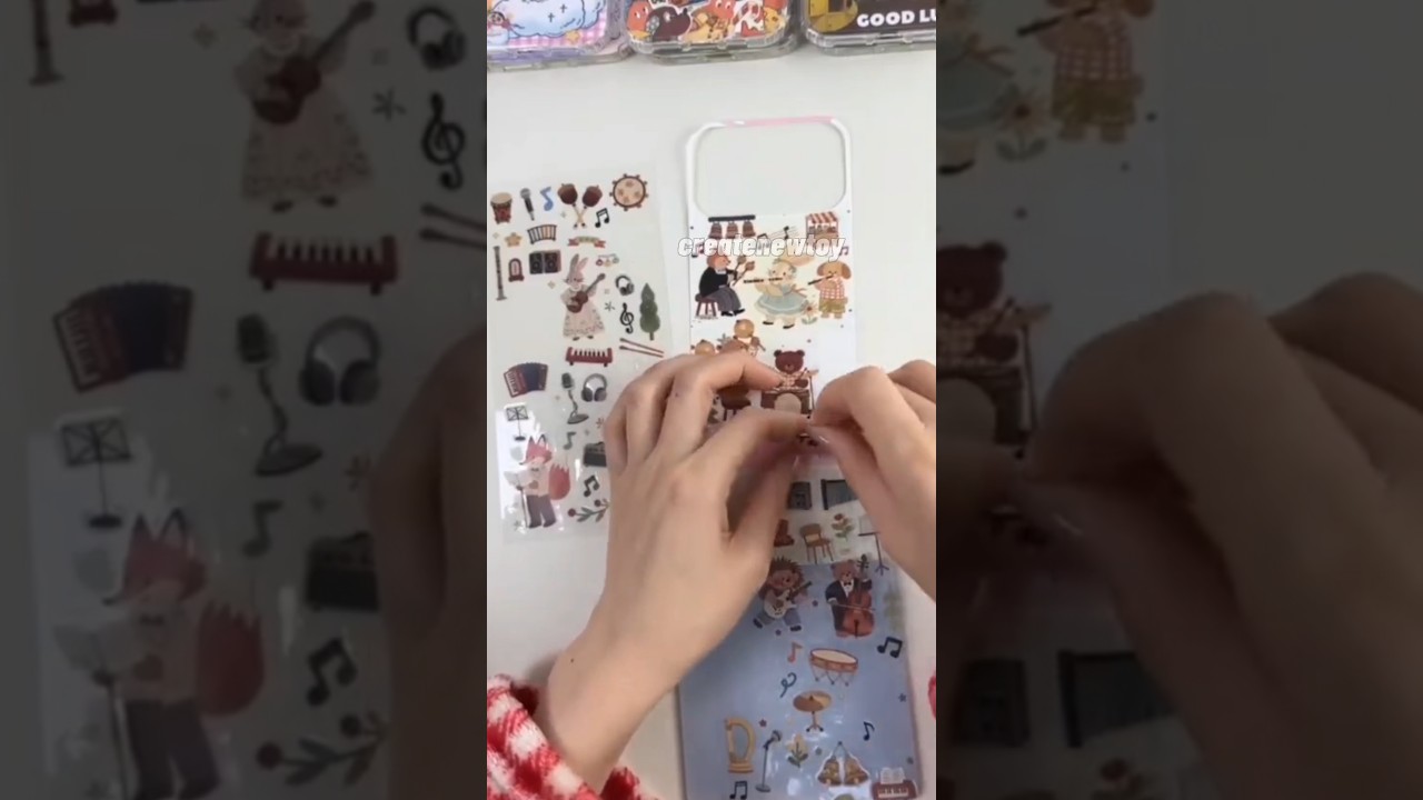 ASMR. DIY unique phone case made from Rabbit,Bear stickers 🙄 