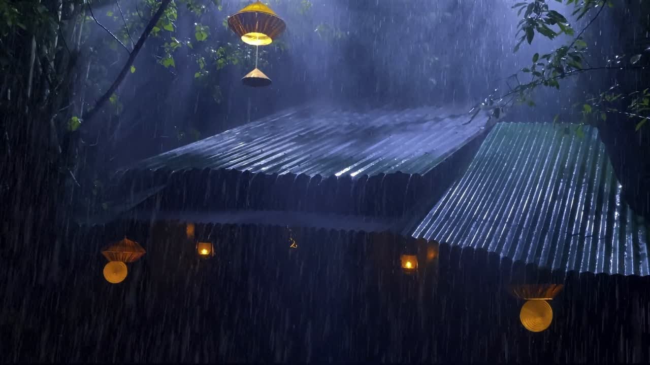 Fall Asleep Fast to Heavy Rain on a Tin Roof || 3 Hour Thunderstorm