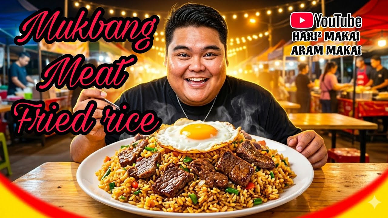 🔥 Meat Fried Rice Mukbang! Juicy Sliced Meat & Sunny Side Up Egg 🍳