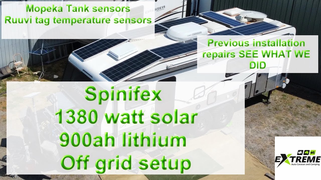 Spinifex 1380 watt Solar, 900ah lithium off grid setup. AirConditioning microwave starlink and more