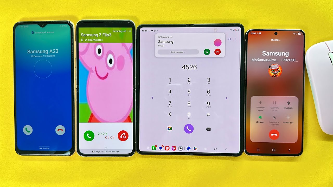 Incoming Calls Samsung Z Fold vs S21 vs Z Flip/ A23 Mouse Controller game, Outgoing Call