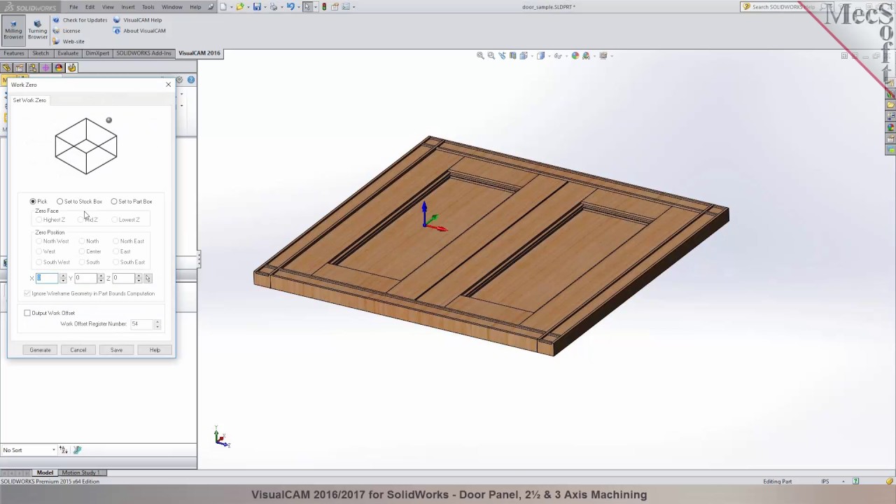 VisualCAM 2017 for SOLIDWORKS Door Panel Machining