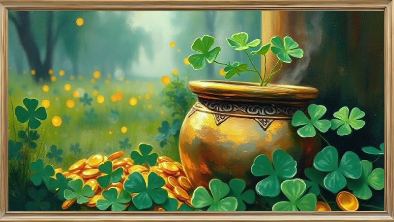 ST. PATRICKS DAY TV ART VINTAGE FRAMED WALLPAPER SCREENSAVER W IRISH MUSIC PLAYLIST