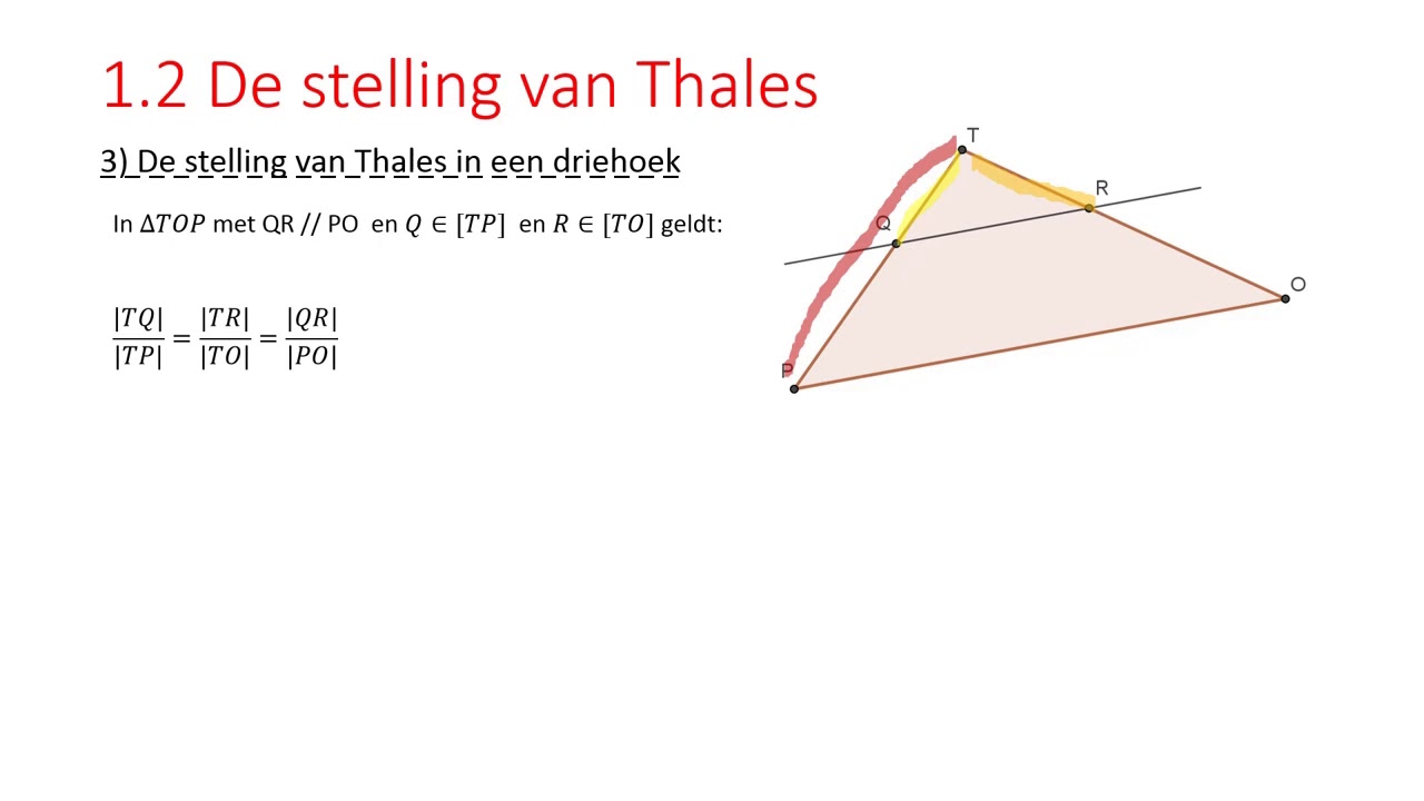 Stelling van Thales in een driehoek (zonder bewijs: 4u)