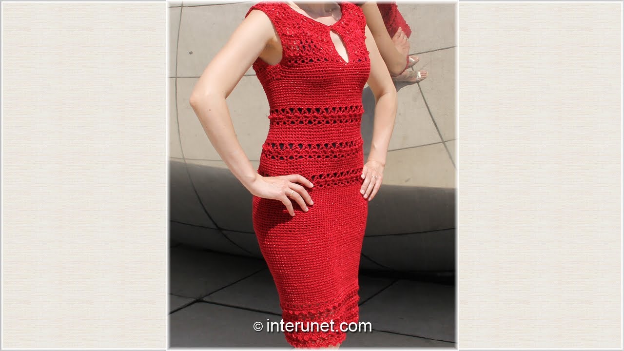 Crochet a women's pick-a-boo lace summer dress